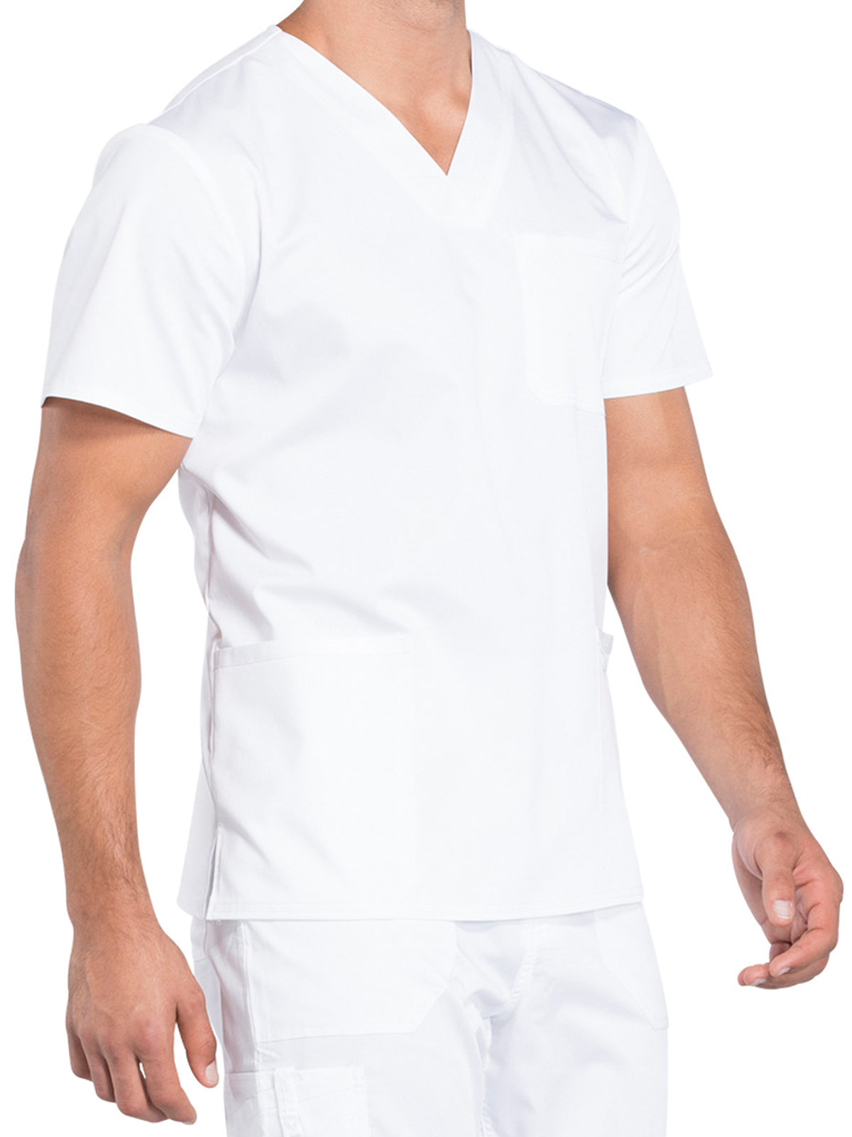 Men's 3-Pocket V-Neck Top - WW670 - White