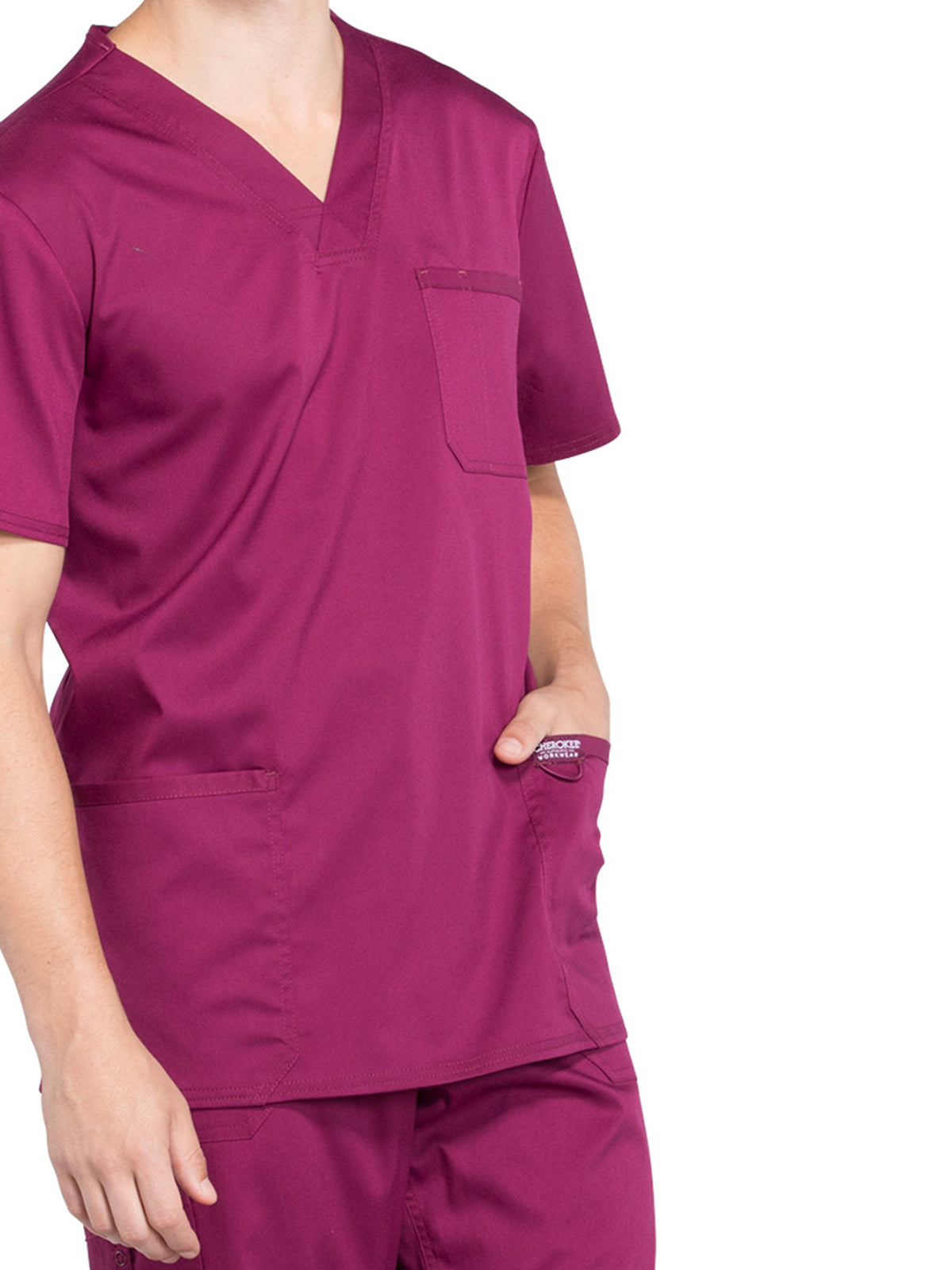 Men's 3-Pocket V-Neck Top - WW670 - Wine