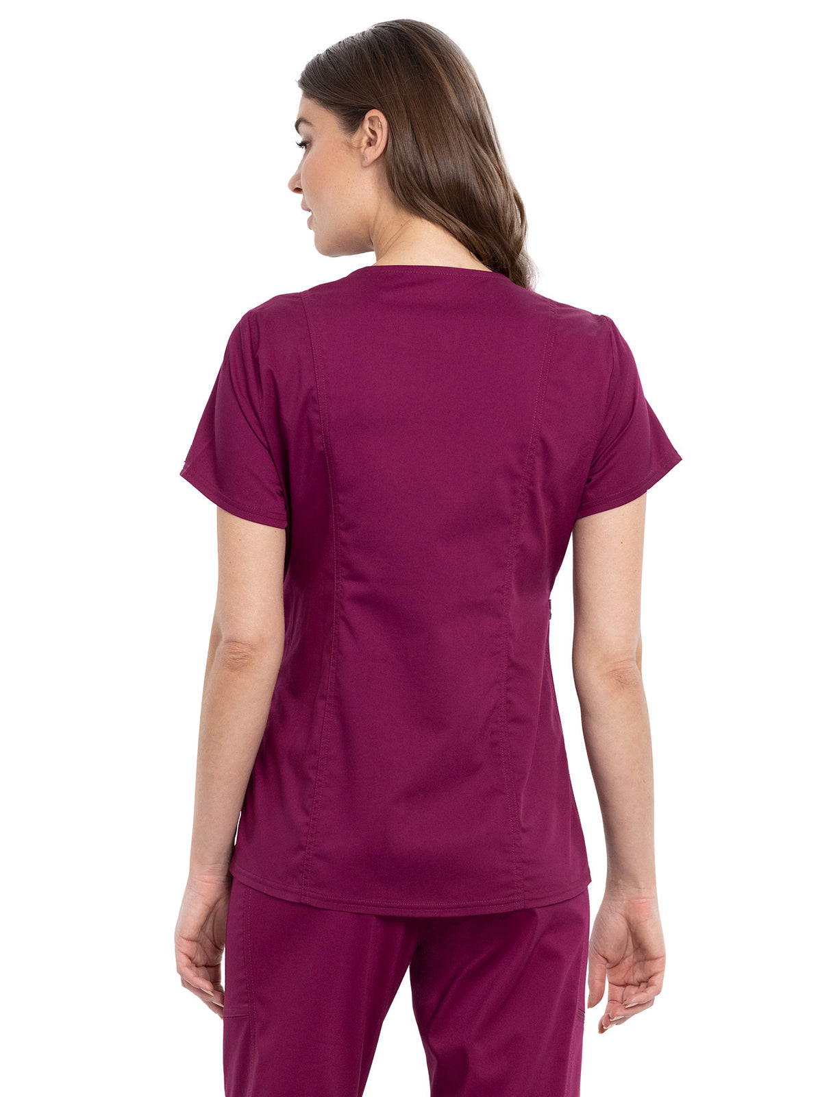 Women's 2-Pocket Maternity Mock Wrap Top - WW688 - Wine