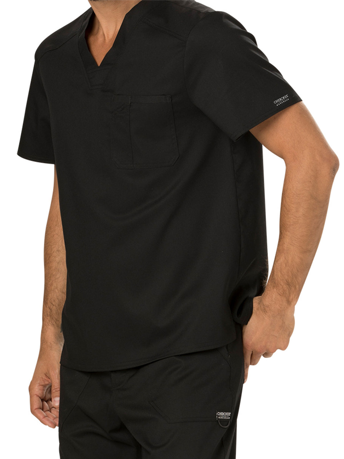 Men's 1-Pocket Tuckable V-Neck Top - WW690 - Black