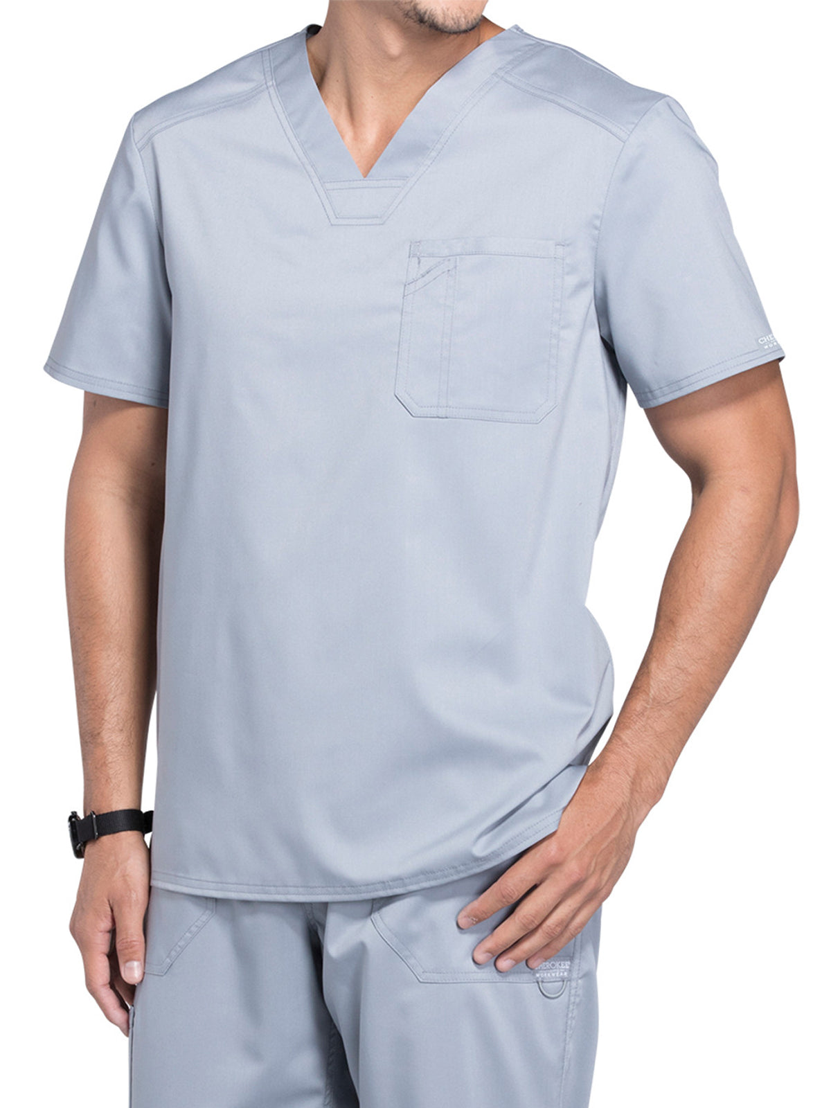 Men's 1-Pocket Tuckable V-Neck Top - WW690 - Grey
