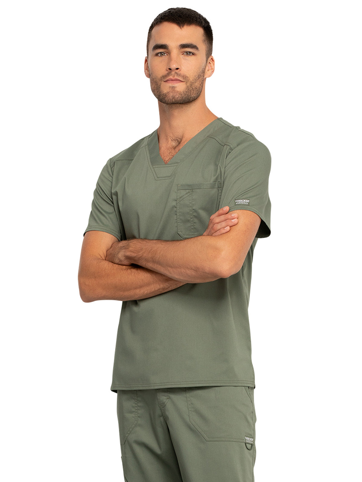 Men's 1-Pocket Tuckable V-Neck Top - WW690 - Olive