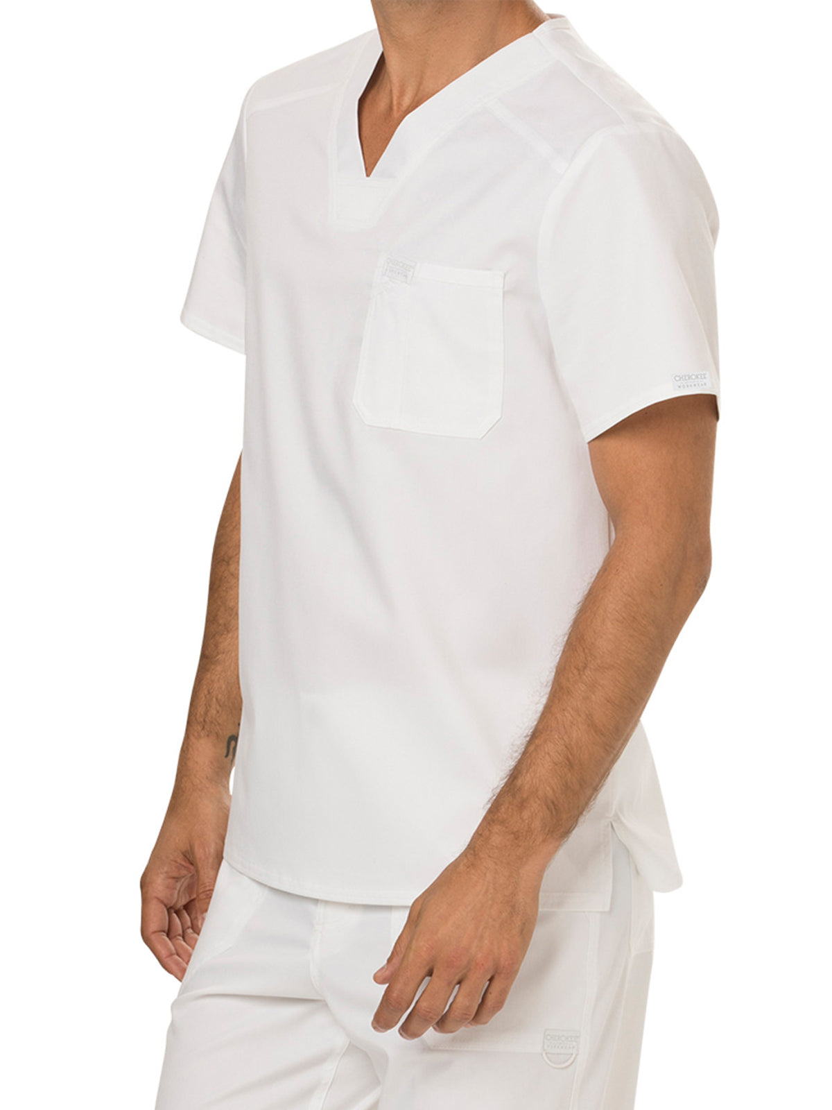 Men's 1-Pocket Tuckable V-Neck Top - WW690 - White