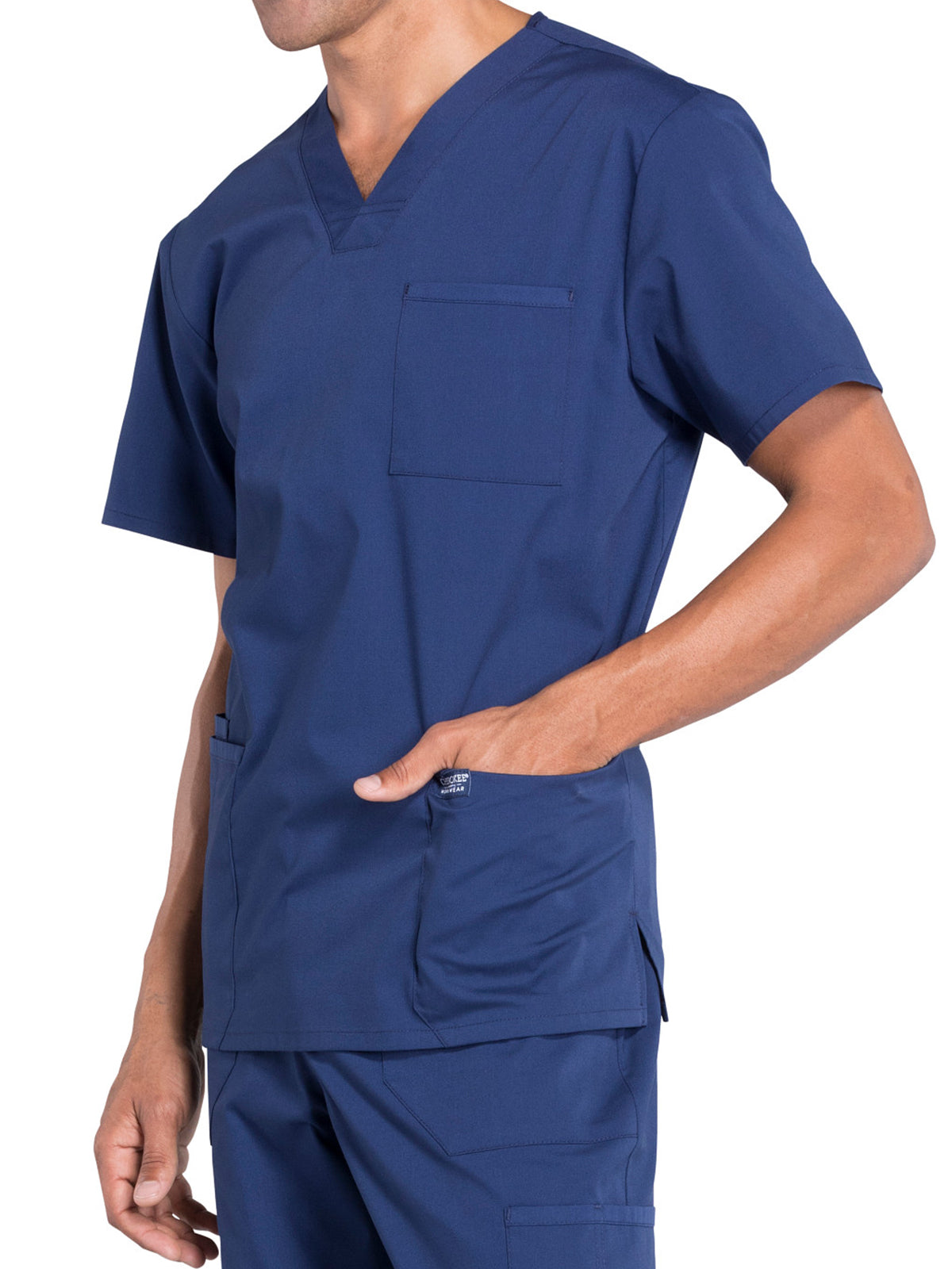 Men's 4-Pocket V-Neck Top - WW695 - Navy