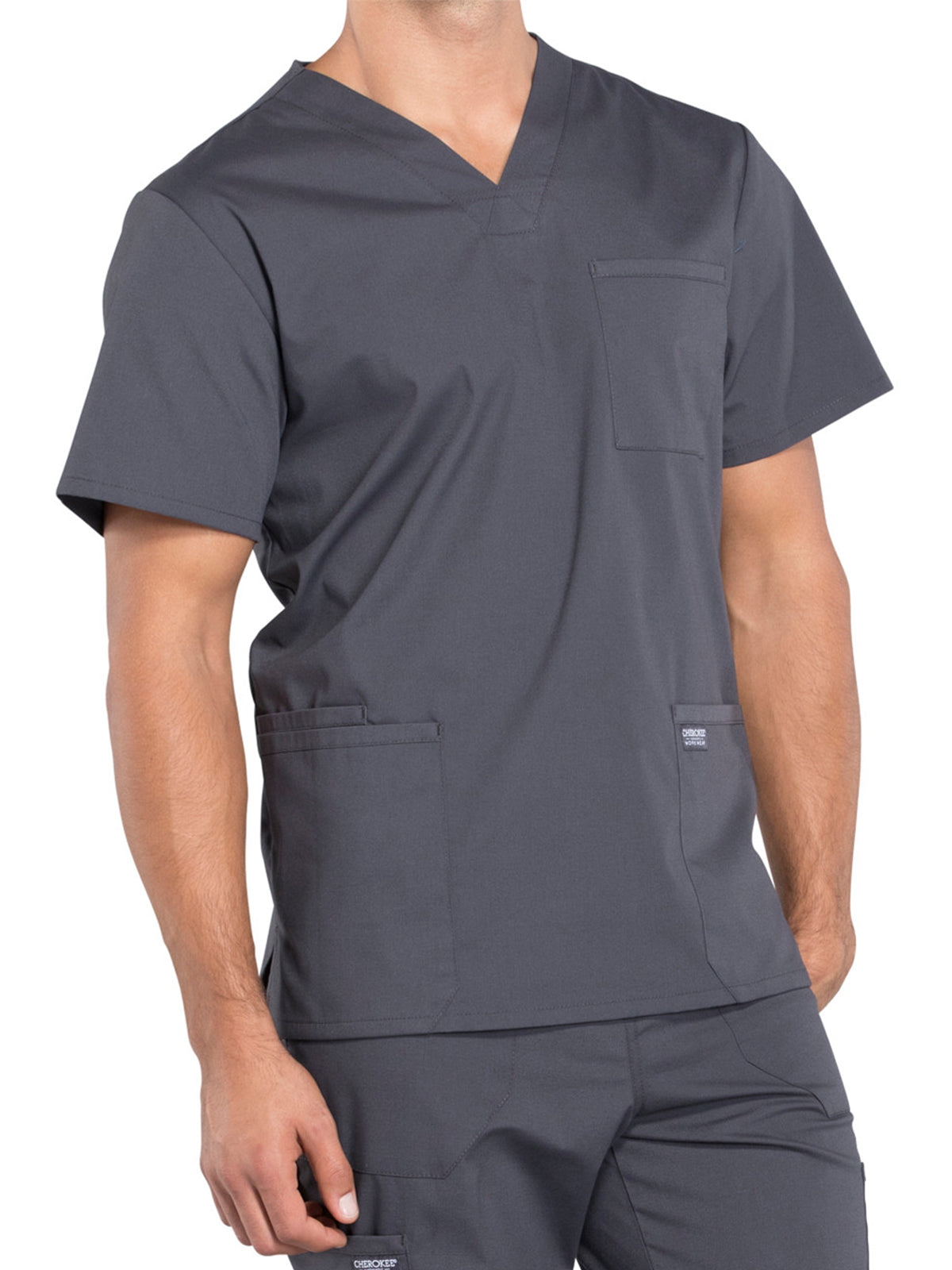Men's 4-Pocket V-Neck Top - WW695 - Pewter