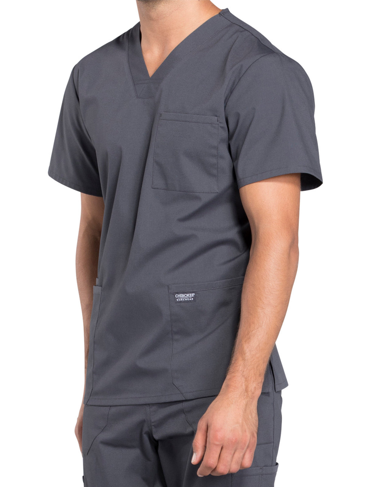 Men's 4-Pocket V-Neck Top - WW695 - Pewter