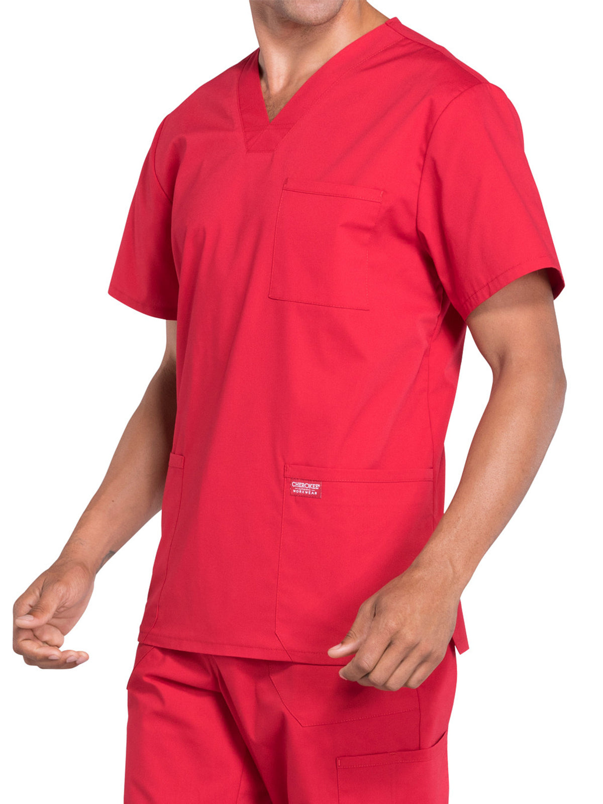 Men's 4-Pocket V-Neck Top - WW695 - Red