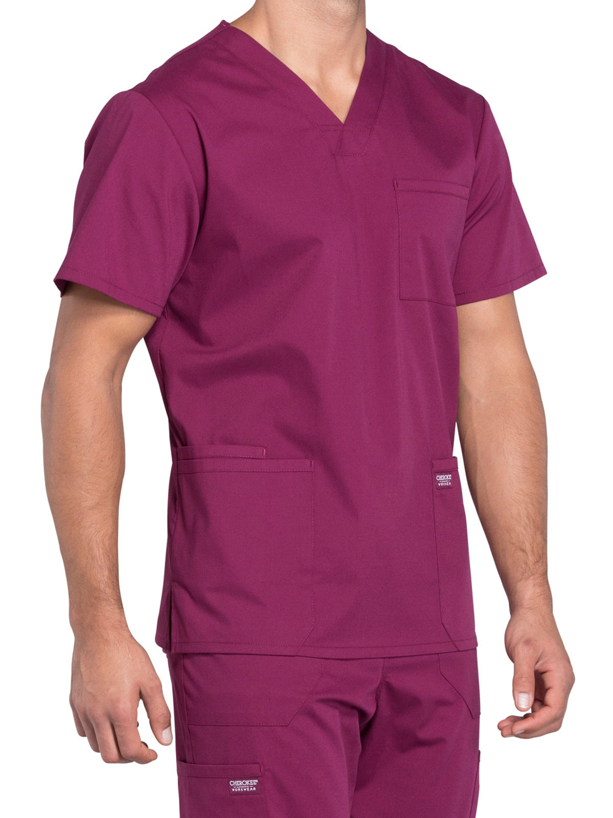 Men's 4-Pocket V-Neck Top - WW695 - Wine