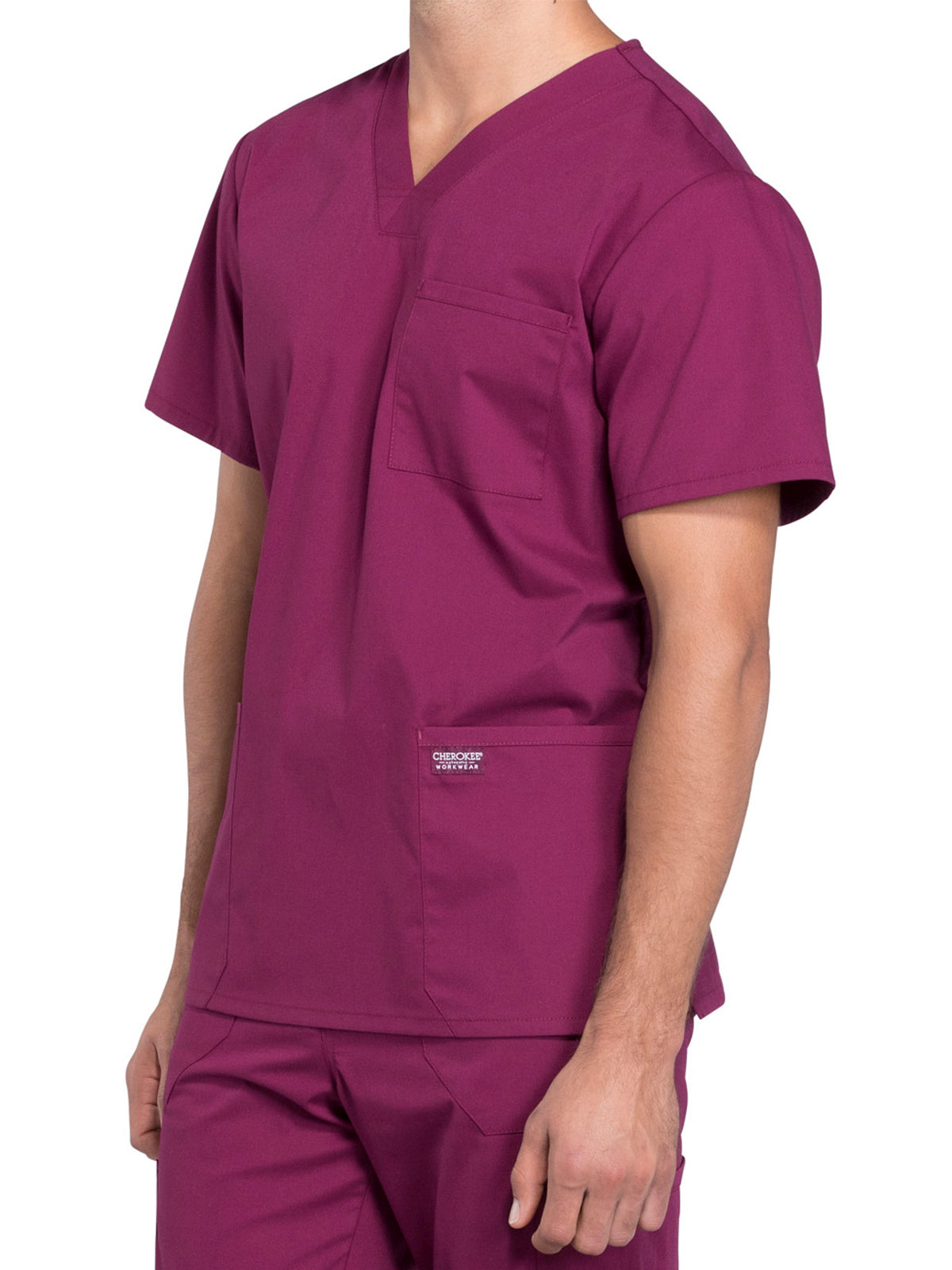 Men's 4-Pocket V-Neck Top - WW695 - Wine