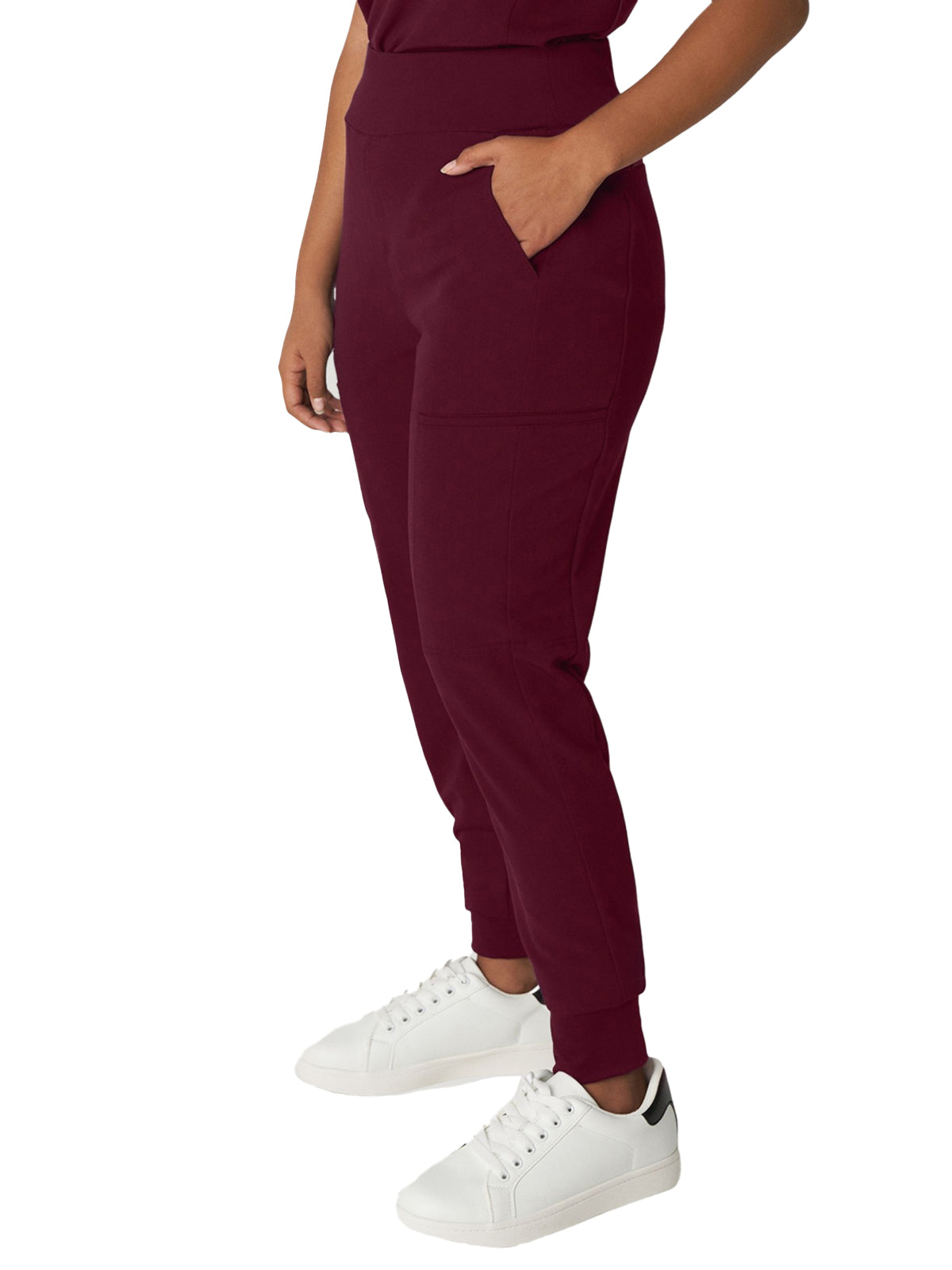 Women's 7-Pocket High-Rise Yoga Waist Jogger Pant - WB410 - Wine (Burgundy)