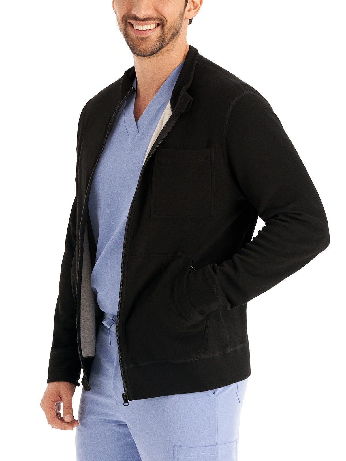 Unisex 5-Pocket Reversible Zip-Front Jacket - WJ706 - Black/Heather Pewter