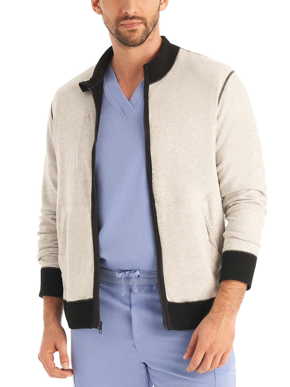 Unisex 5-Pocket Reversible Zip-Front Jacket - WJ706 - Black/Heather Pewter