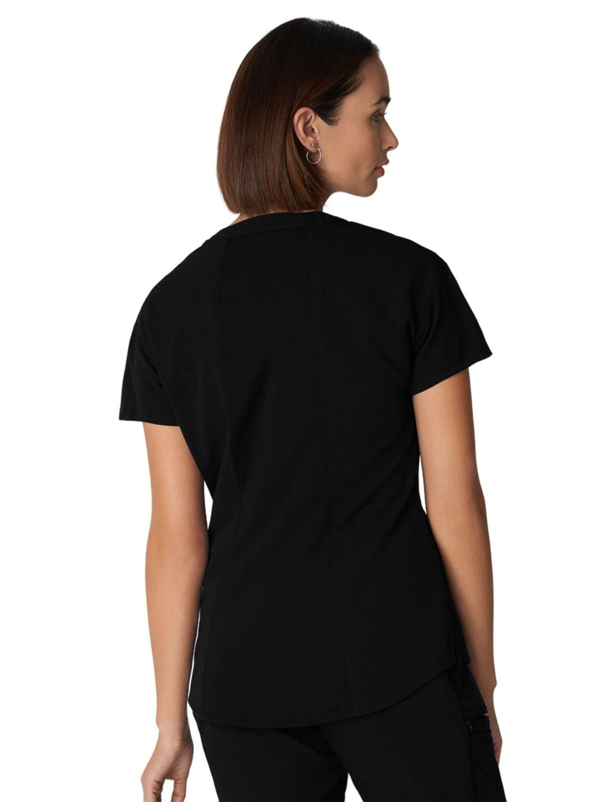 Women's 1-Pocket Tuckable V-Neck Top - WT114 - Black