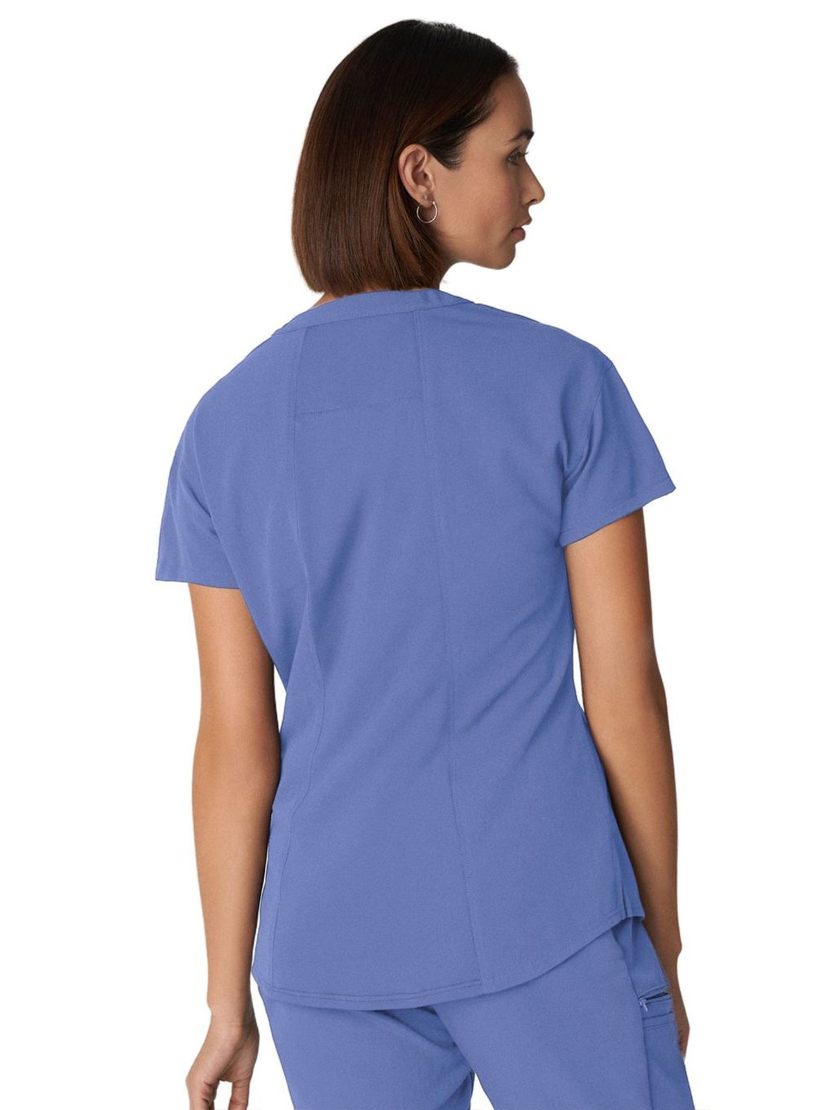 Women's 1-Pocket Tuckable V-Neck Top - WT114 - Ceil Blue