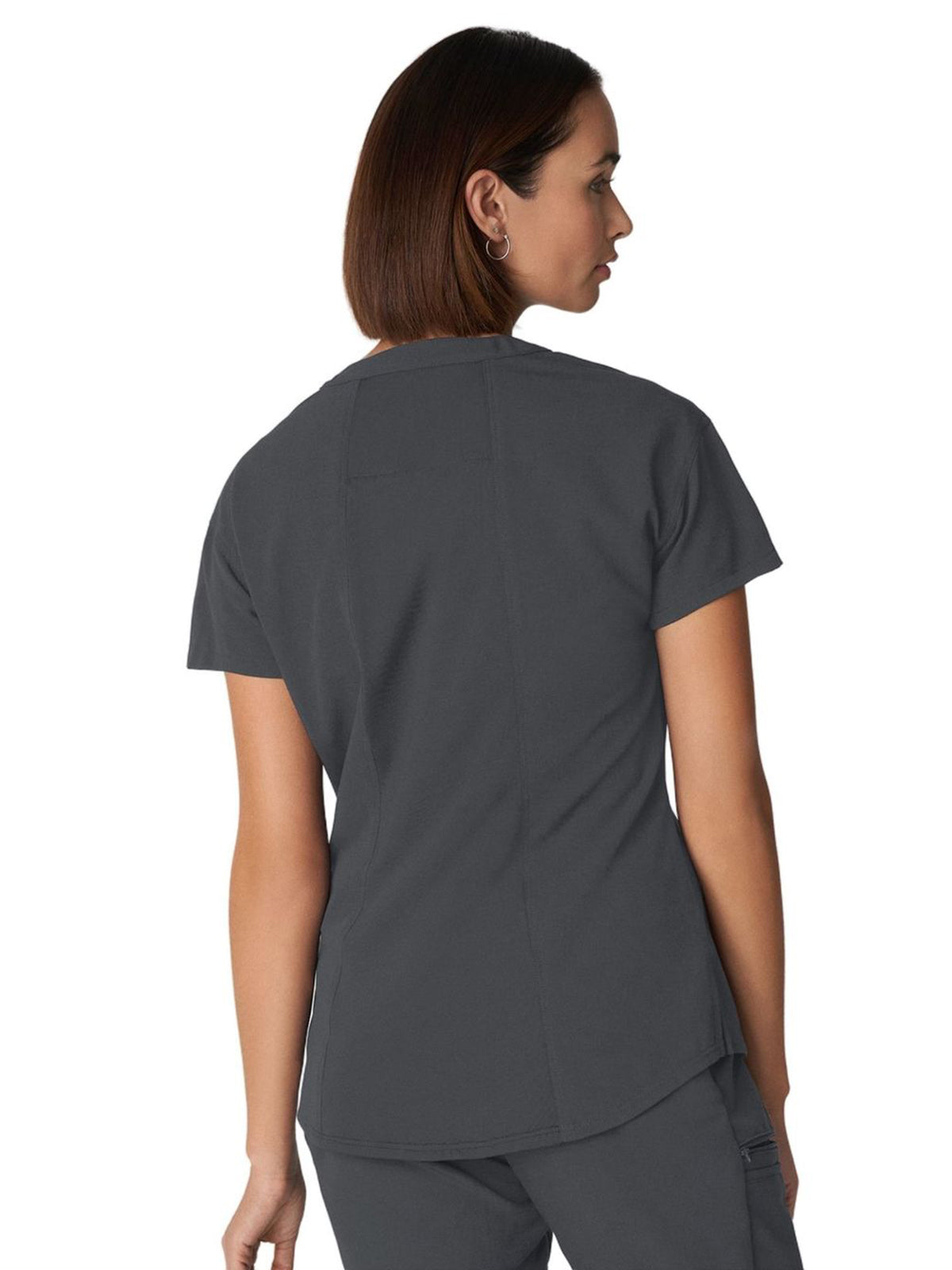 Women's 1-Pocket Tuckable V-Neck Top - WT114 - Dark Pewter