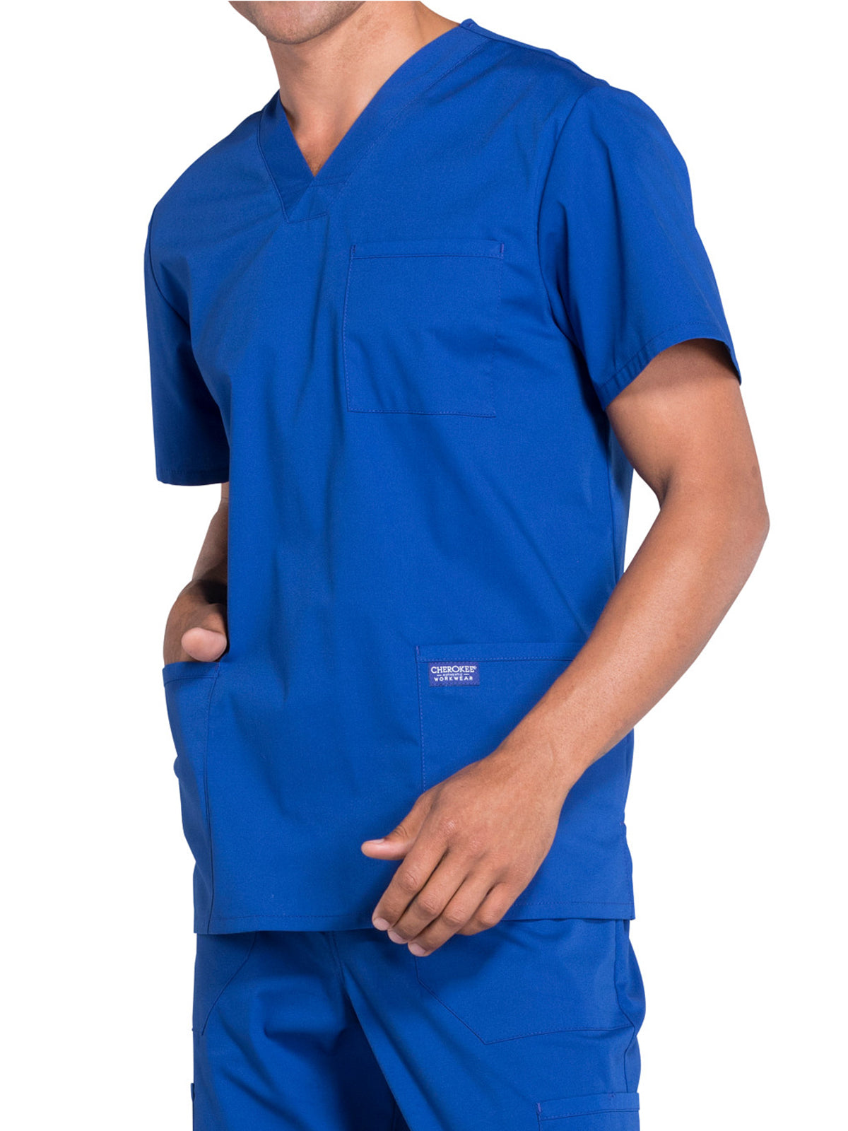 Men's 4-Pocket V-Neck Top - WW695 - Galaxy Blue