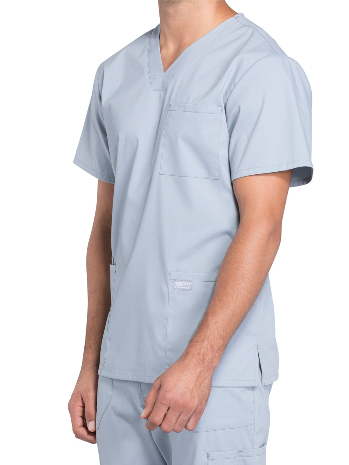 Men's 4-Pocket V-Neck Top - WW695 - Grey
