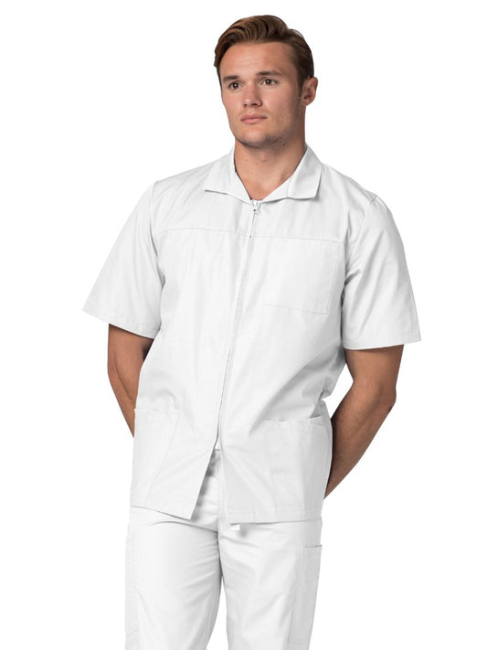 Men's Zippered Short Sleeve Scrub Jacket