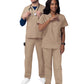 Unisex V-Neck Top Drawstring Pant Scrub Set