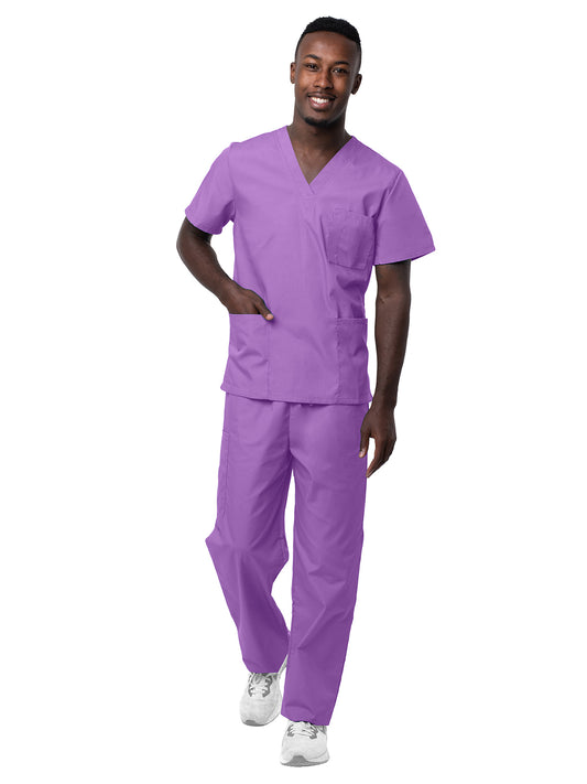 Unisex V-Neck Top Drawstring Pant Scrub Set