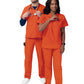 Unisex V-Neck Top Drawstring Pant Scrub Set