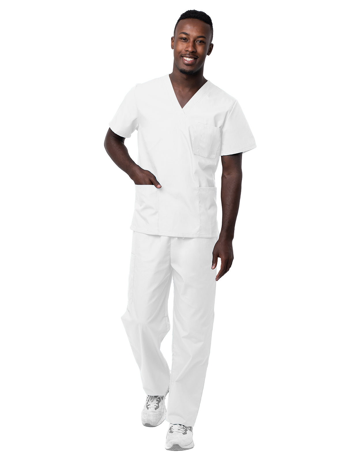 Unisex V-Neck Top Drawstring Pant Scrub Set