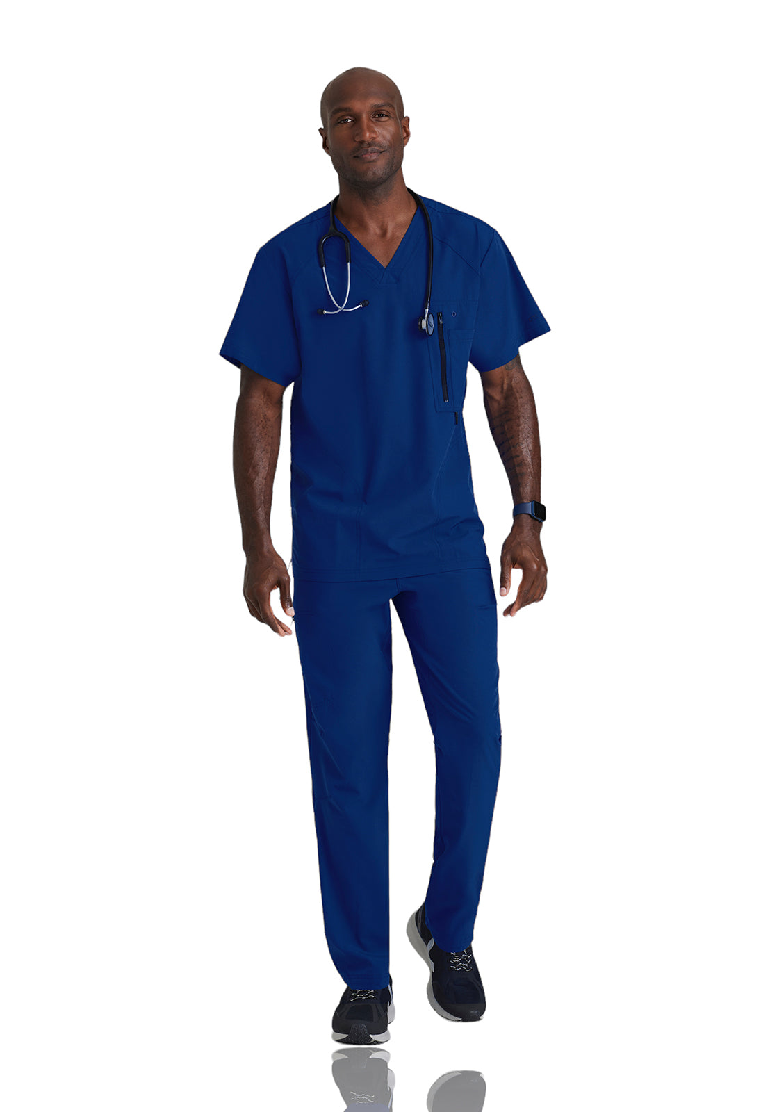 Men's V-Neck Zip Pockets Amplify Scrub Top