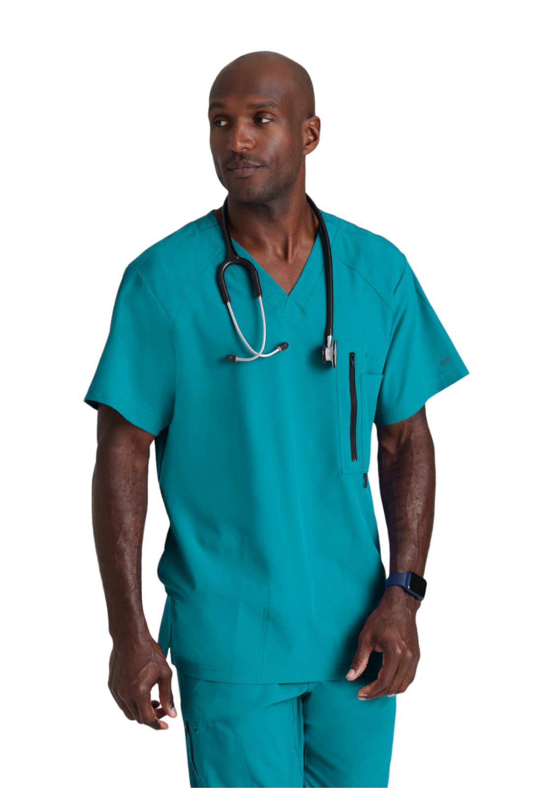 Men's V-Neck Zip Pockets Amplify Scrub Top