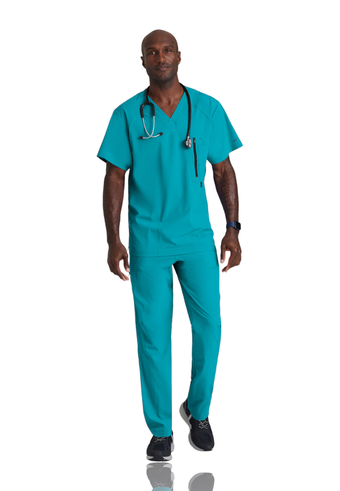 Men's V-Neck Zip Pockets Amplify Scrub Top