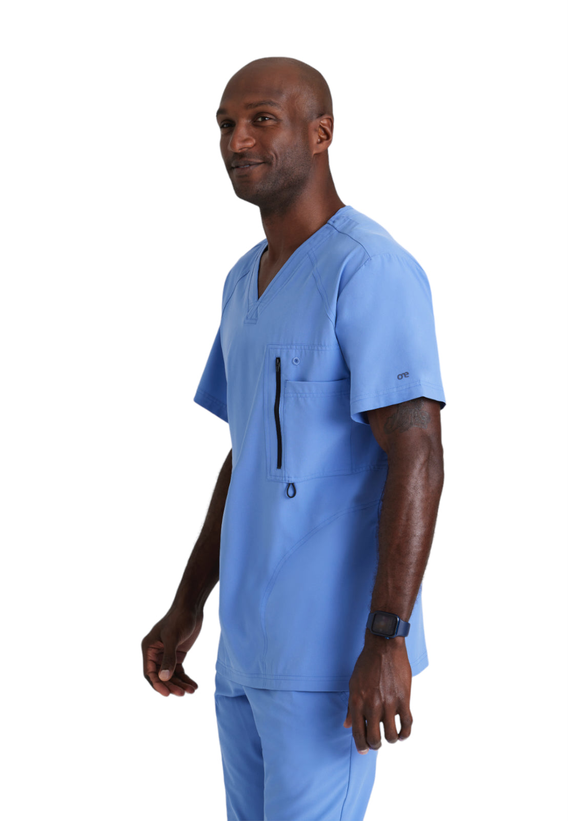 Men's V-Neck Zip Pockets Amplify Scrub Top