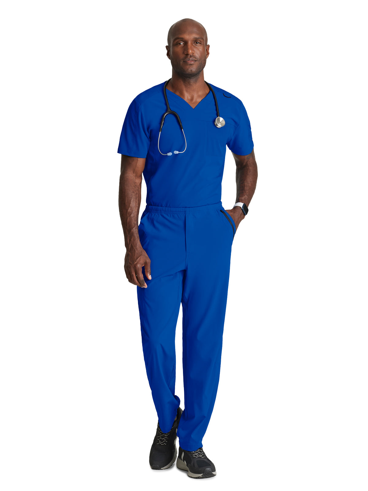 Men's Two-Pocket Ribbed V-Neck Velocity Scrub Top