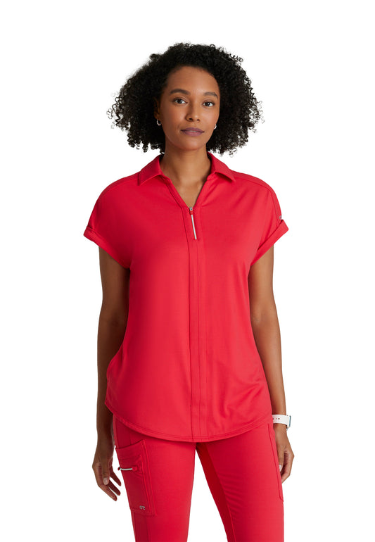 Women's 2 Pocket Zip Neck Dolman Scrub Top