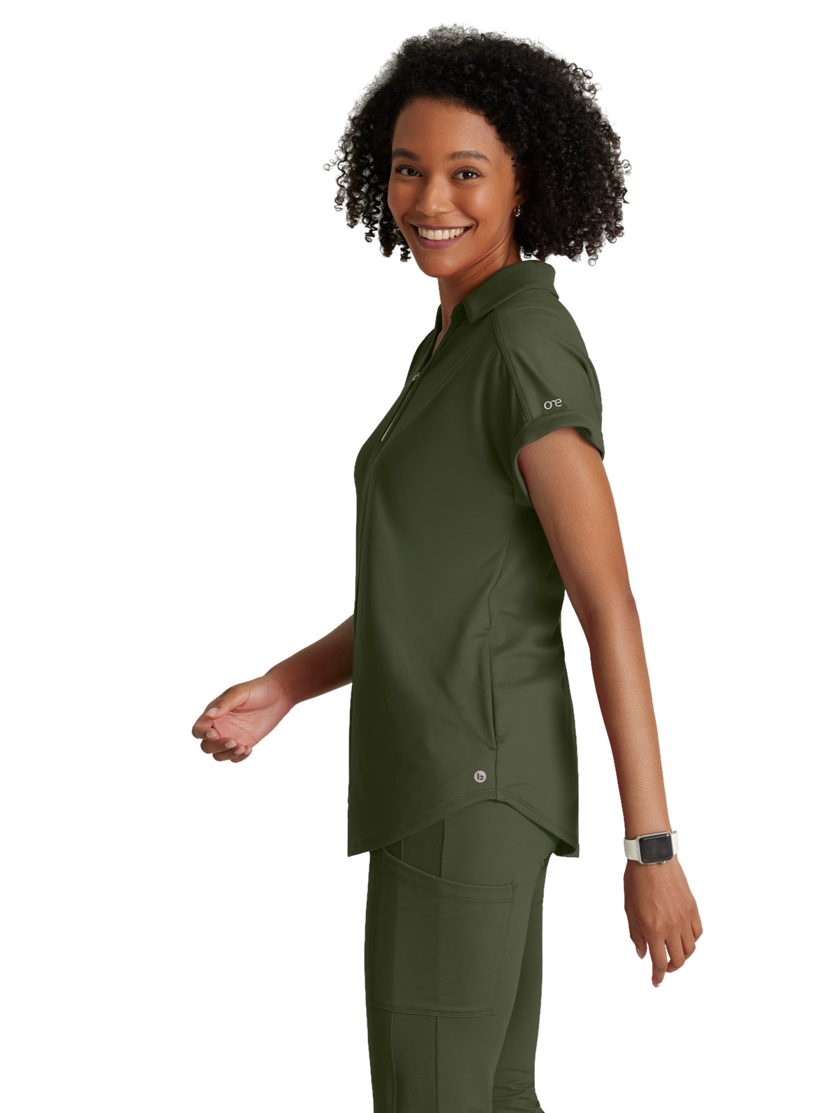 Women's 2 Pocket Zip Neck Dolman Scrub Top