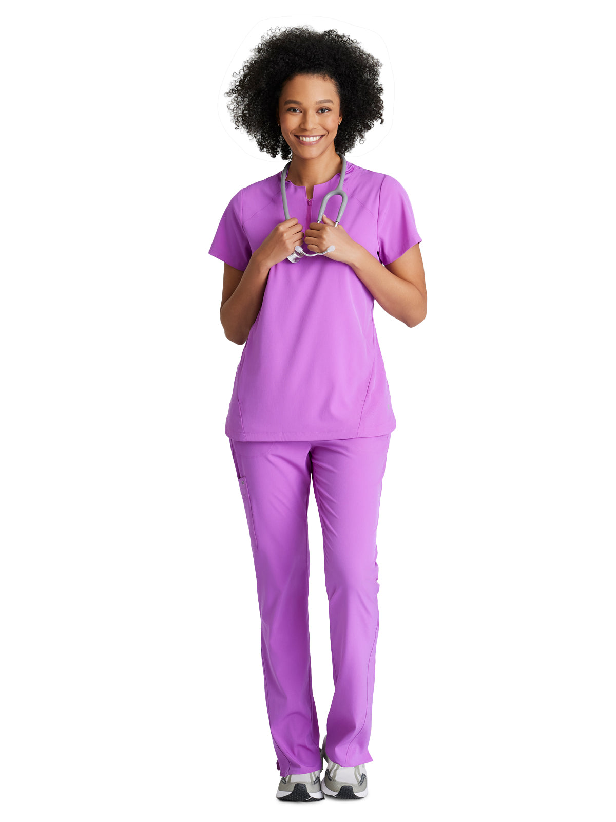 Women's 2 Pocket Banded Zip Collar Flux Scrub Top