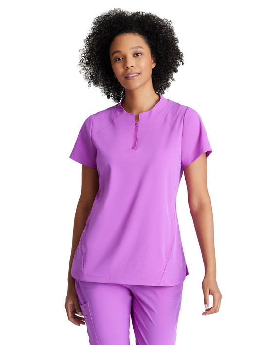 Women's 2 Pocket Banded Zip Collar Flux Scrub Top