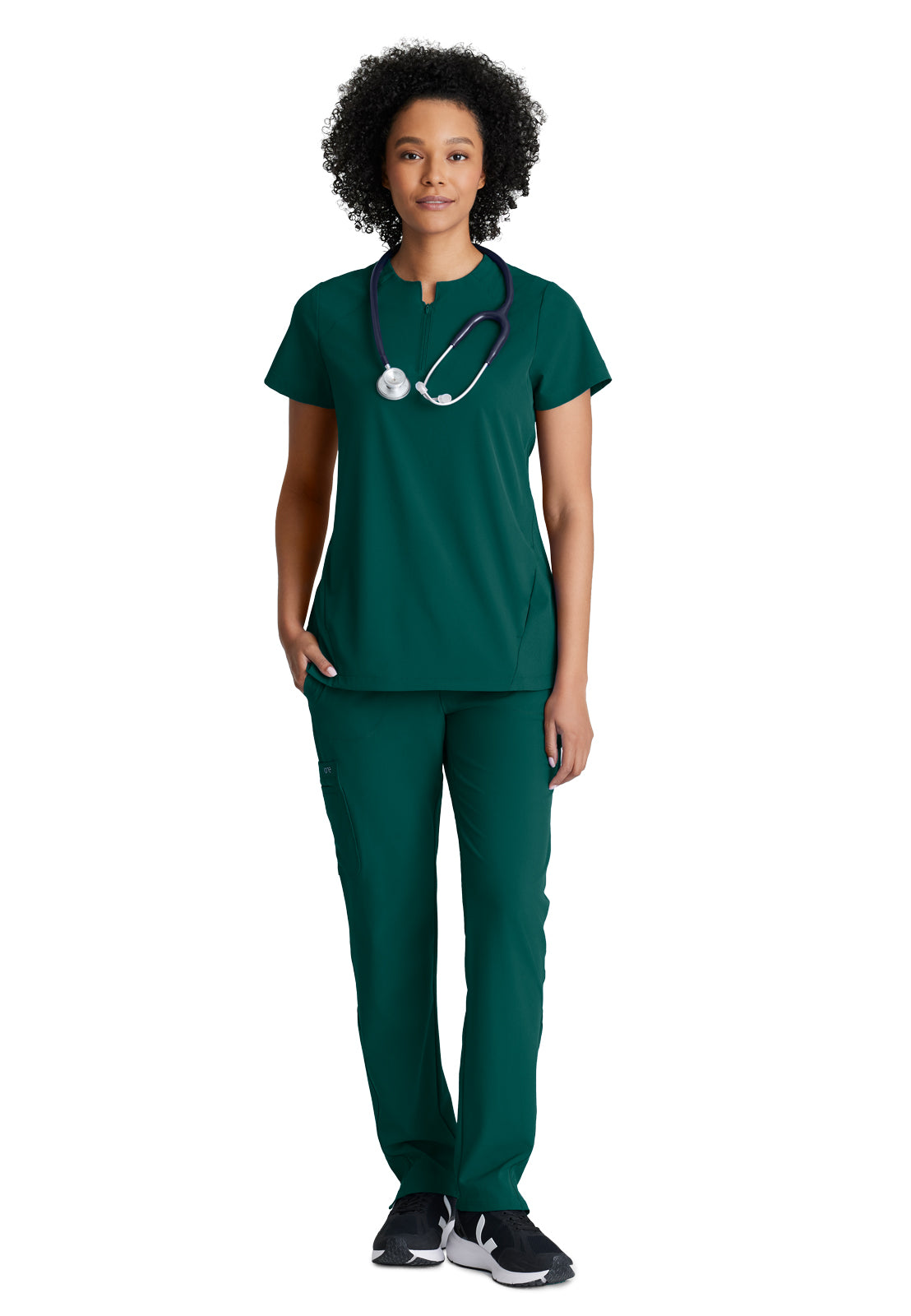 Women's 2 Pocket Banded Zip Collar Flux Scrub Top