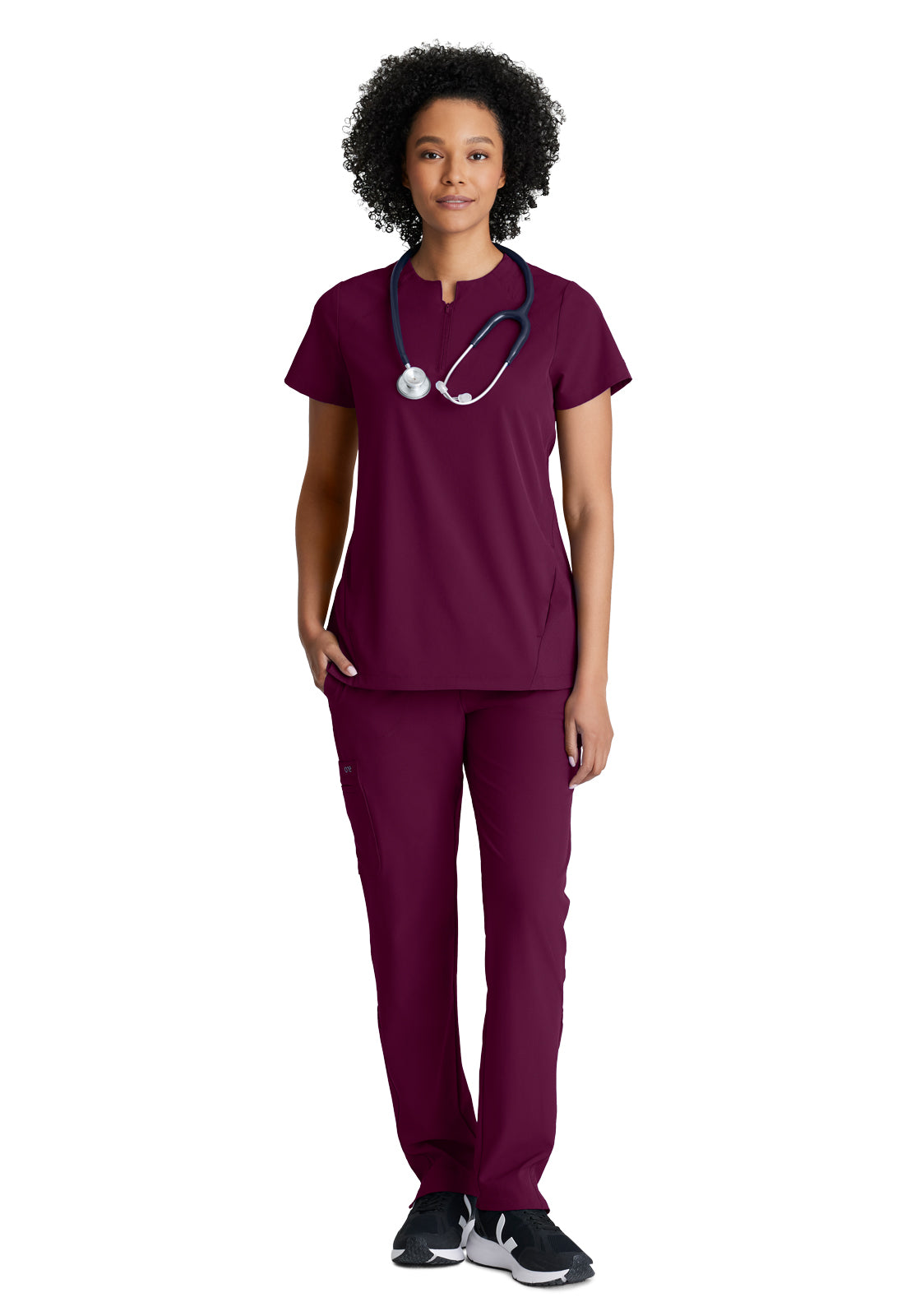 Women's 2 Pocket Banded Zip Collar Flux Scrub Top