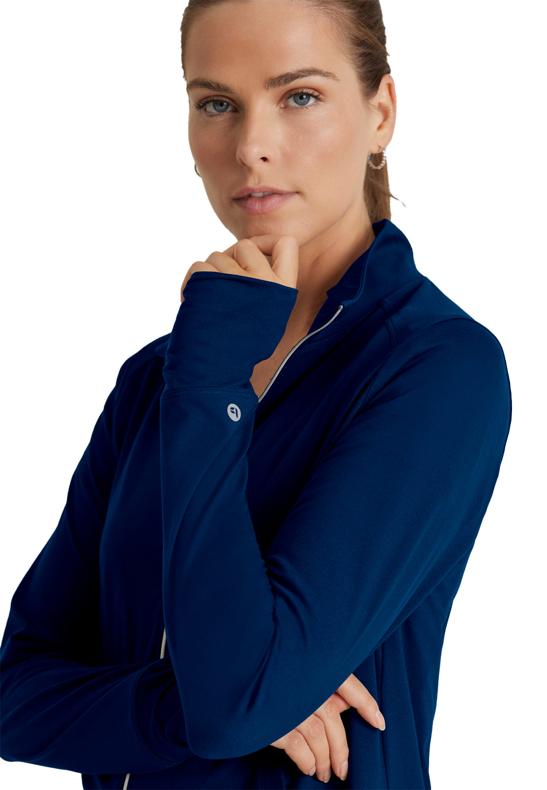 Women's Kangaroo Pocket Zip-Up Warm-Up Scrub Jacket