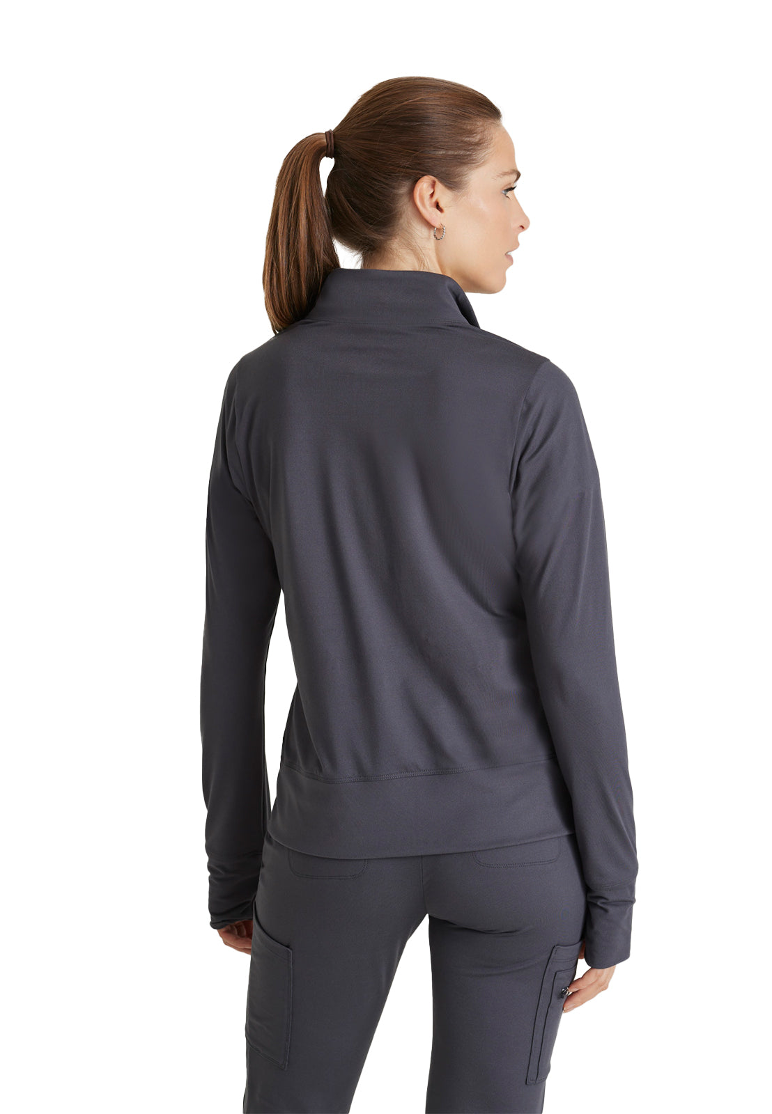 Women's Kangaroo Pocket Zip-Up Warm-Up Scrub Jacket