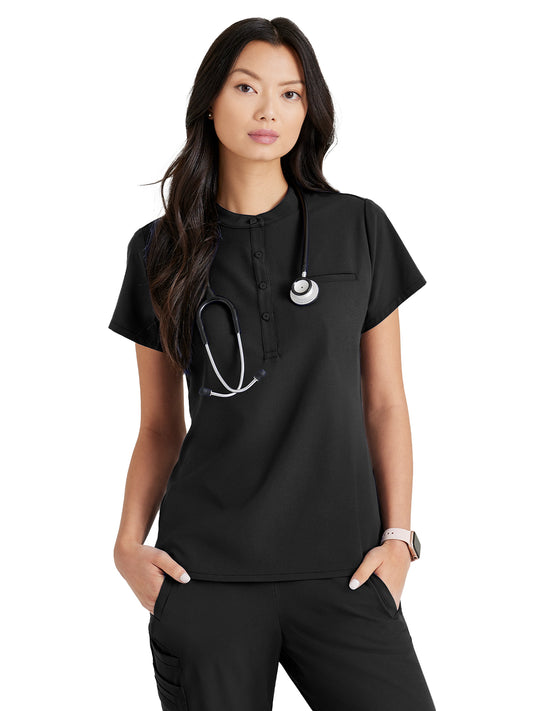 Women's Henley Style Scrub Top