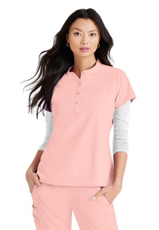 Women's Henley Style Scrub Top