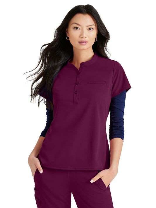 Women's Henley Style Scrub Top