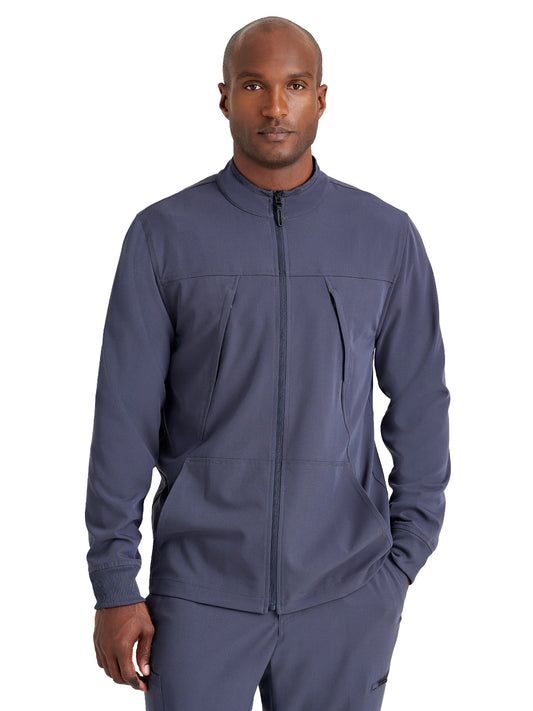 Men's Rib Trimmed Mock Neck Scrub Jacket