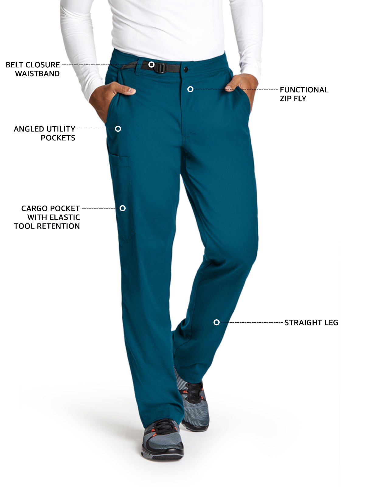 Men's Zip Fly Cargo Scrub Pant