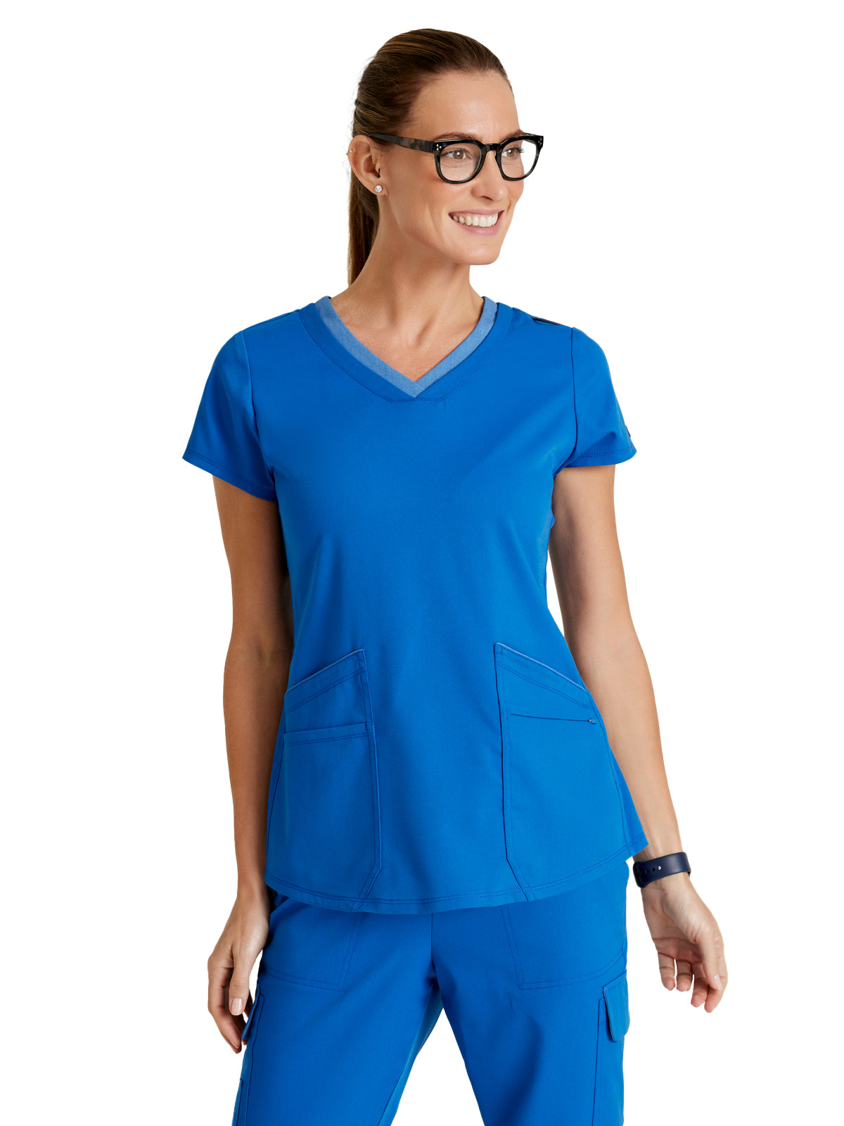 Women's Meredith 4-Pocket Two-Tone V-Neck Scrub Top