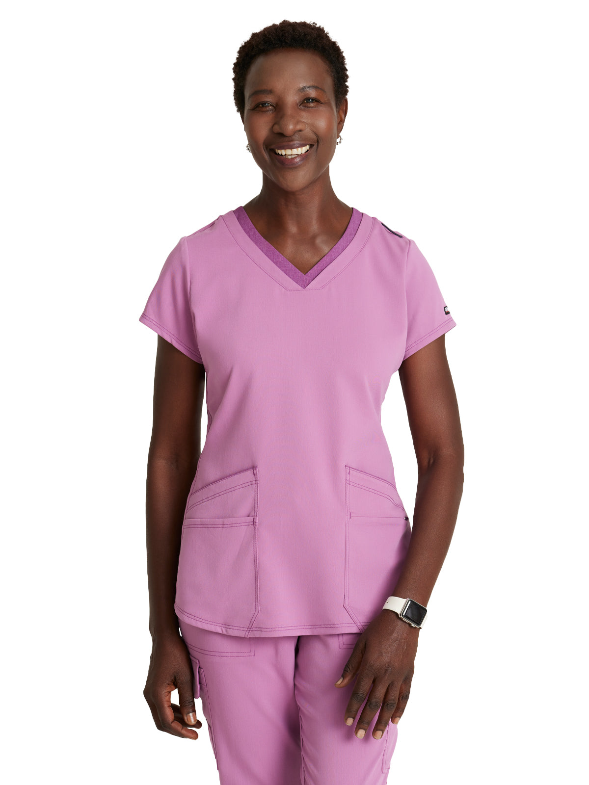 Women's Meredith 4-Pocket Two-Tone V-Neck Scrub Top