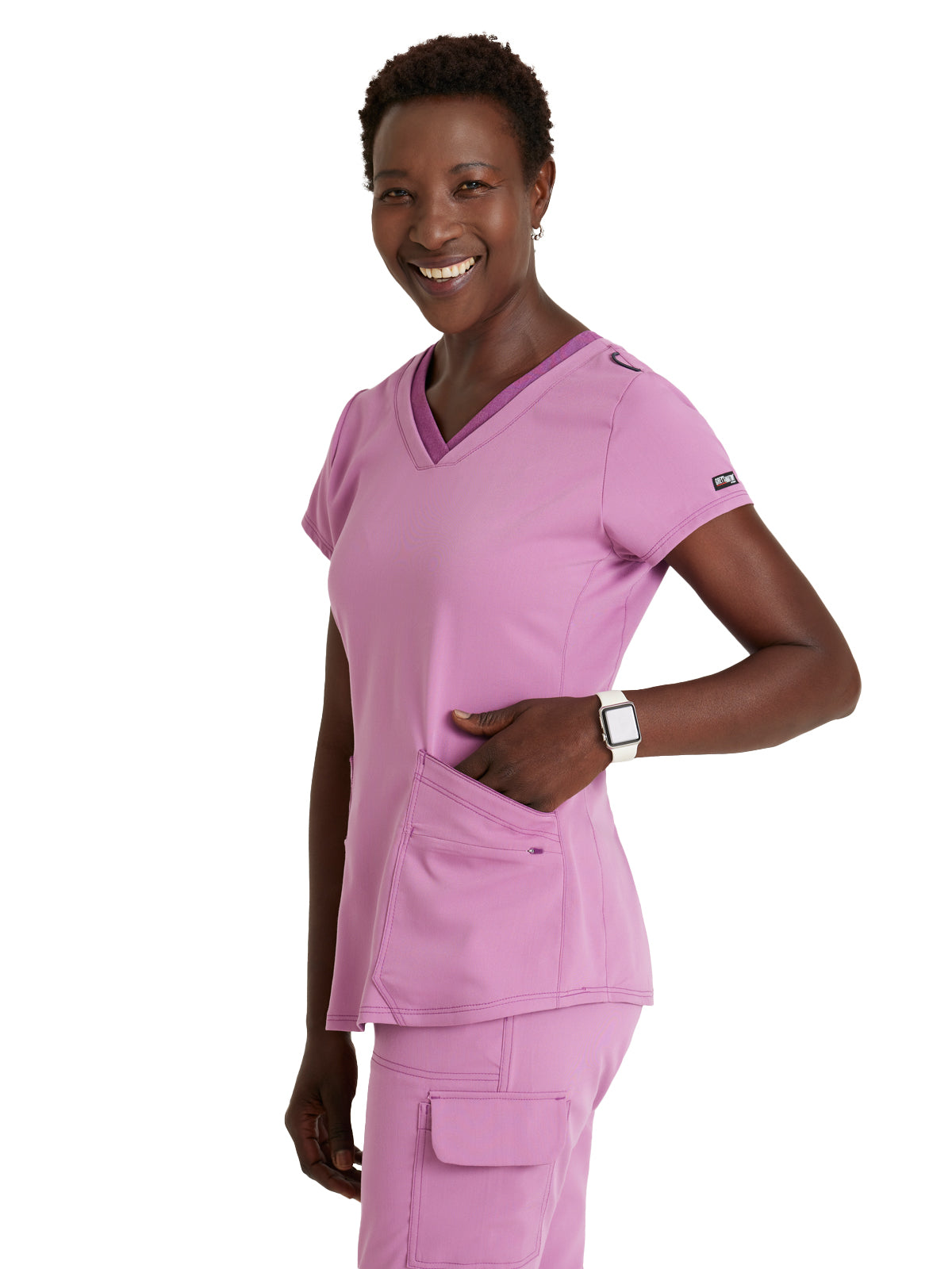 Women's Meredith 4-Pocket Two-Tone V-Neck Scrub Top