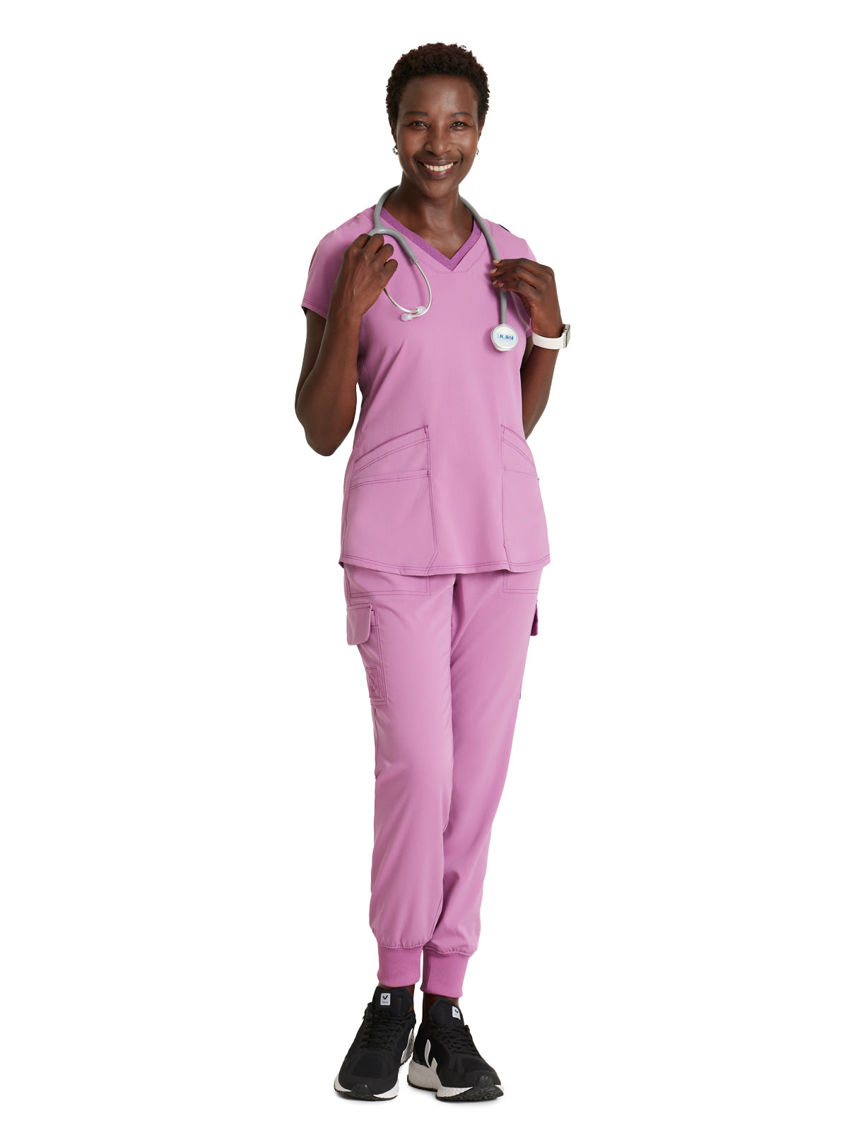 Women's Meredith 4-Pocket Two-Tone V-Neck Scrub Top