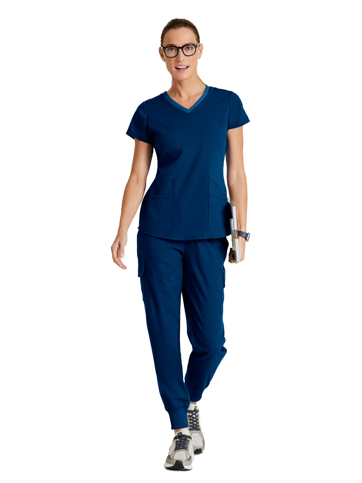 Women's Meredith 4-Pocket Two-Tone V-Neck Scrub Top