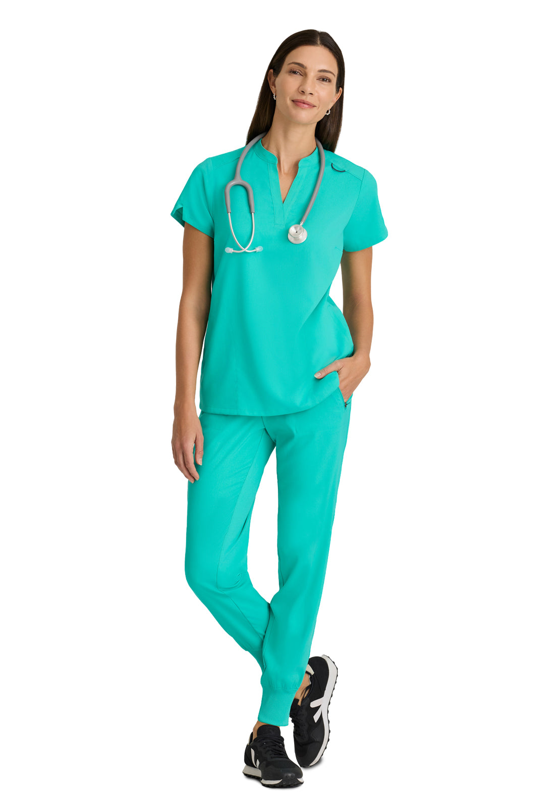 Women's 2 Pocket Banded Collar Avery Scrub Top